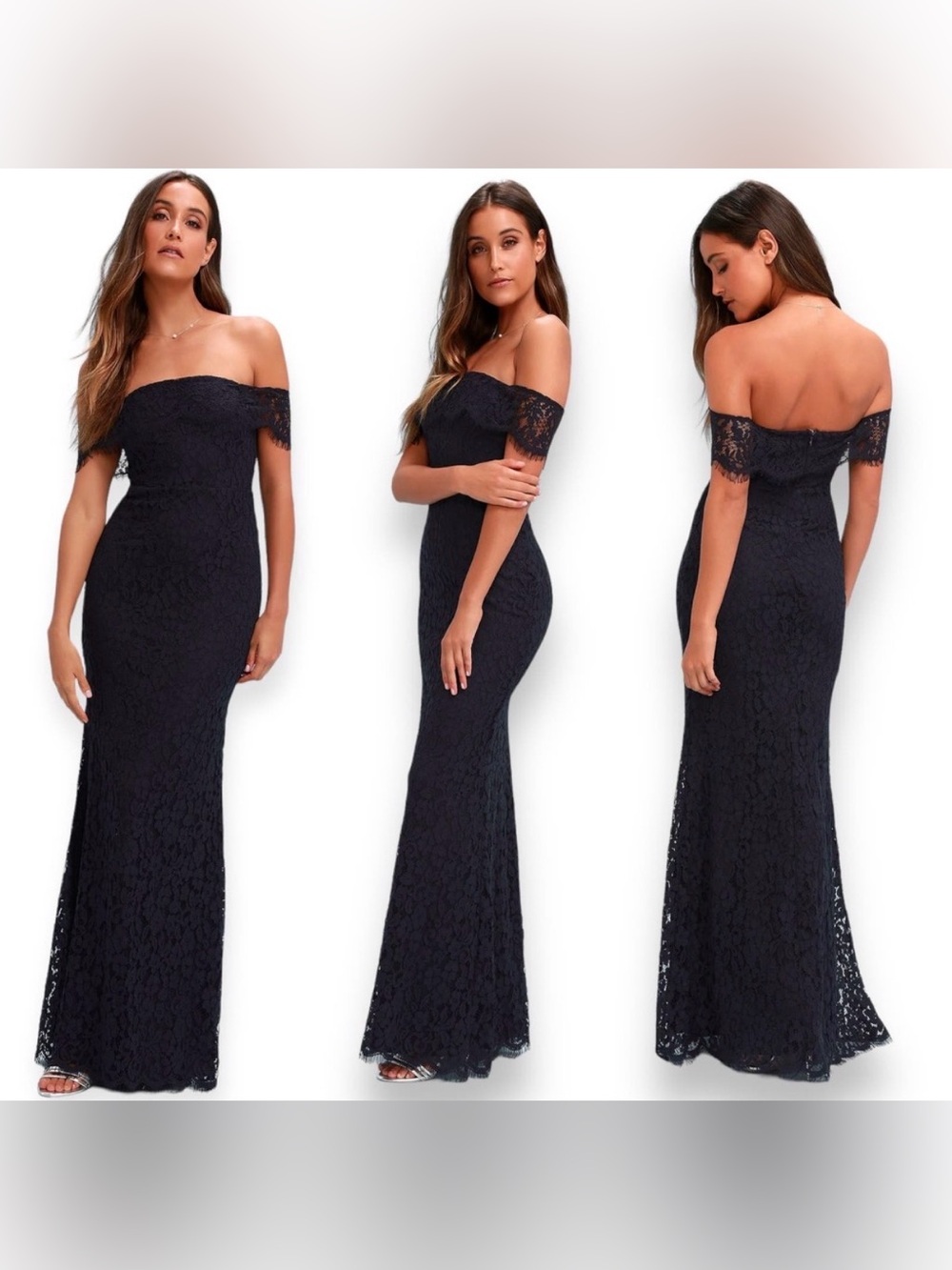 Lulus Romantic Heart Lace Off the Shoulder Dress